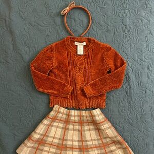 Tommy Bahama plaid Skirt & knit sweater set with matching headband